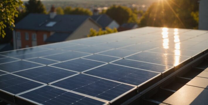 Panneaux solaires sur un toit dans la région de L'Oise.